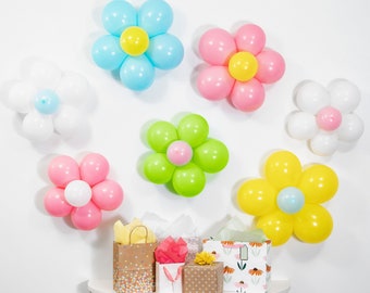 Easter Balloon Bundle Floral Flower Daisy Wall Decoration White Blue Yellow Colorful Boho Backdrop Photo Prop Spring Party Supply DIY KIT