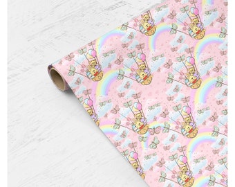 Winnie the Pooh Wrapping Paper, Rainbow Winnie the Pooh Gift Wrap, Winnie the Pooh Baby Shower Gift Wrap, Pastel Winnie the Pooh and Friends
