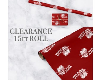 CLEARANCE ROLL - Imperfect Holiday Gift Wrap Wrapping Paper Where My Hos At Christmas Gift Wrap Paper Funny Christmas Wrapping Paper Rolls