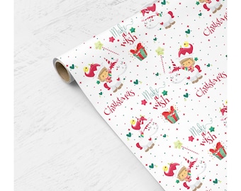 Christmas Unicorn Gift Wrapping Paper Fairytale Princess Holiday Present Packaging Kids Girls Festive Seasonal Kawaii Gift Wrap Sheet Roll