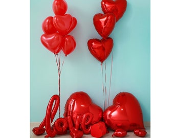 Valentine’s Day Balloons MIX and MATCH Foil Latex Heart Script Love Red Balloons Decoration Romantic Backdrop Photo Prop Gift Bouquet