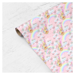 Winnie the Pooh Wrapping Paper, Rainbow Winnie the Pooh Gift Wrap, Winnie the Pooh Baby Shower Gift Wrap, Pastel Winnie the Pooh and Friends