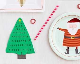 Christmas Napkins Xmas Tree Green Holiday Paper Tissues Party Dinner Beverage Napkins Winter Festive Table Decoration