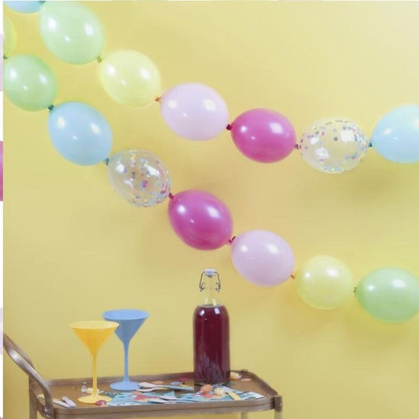 Linking Balloons Rainbow Colorful Pastel Garland Ceiling Wall Decoration Birthday Baby Shower Fiesta Graduation Backdrop Party Supply