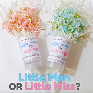 Little Man or Little Miss Gender Reveal Confetti Popper, Gender Reveal Girl or Boy, Gender Reveal Party Poppers, Gender Reveal Party Ideas