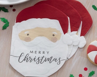Santa Napkins Christmas Dinner Paper Tissues Cute Fun Holiday Festive Party Tableware Winter Xmas Seasonal Father Christmas Napkins