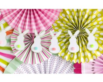 Bunny Garland Cute Rabbit Bum Tail Pom Pom Fluffy Banner Kids Easter Decoration First Birthday Some Bunny Baby Shower Bunting Party Supply