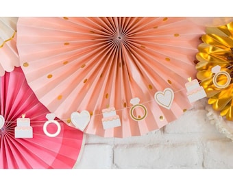 Hochzeitsgirlande Ring Kuchen Herz Banner minimalistische Papier Wimpelkette Brautparty Braut zu sein Verlobungsantrag Jahrestag Party Dekoration