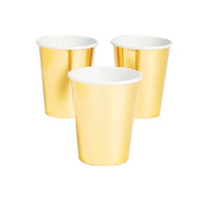 Metallic Gold Paper Cups for Wedding, Gold Party Cups, Gold Cups for Party, 50th Wedding Anniversary Table Décor, Disposable Paper Cups