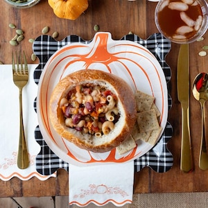 Pumpkin Shaped Paper Plates Rustic Seasonal Tableware Halloween Trick Treat Harvest Fall Autumn Thanksgiving Party Supply Dinnerware