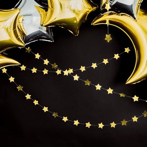Gold Foil Stars Garland Baby Shower First Birthday Celestial Banner Backdrop Decor Festive Christmas Tree Bunting Shimmering Twinkle Star