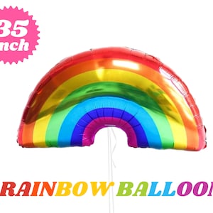 Large Rainbow Foil Balloon Colorful Bright Cheerful Boho Hippie Party Supply Birthday Baby Shower Gender Reveal Unicorn Princess Decoration