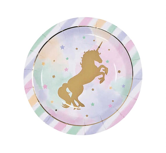 Unicorn Themed Baby Shower, Unicorn Baby Shower Pink and Gold, Unicorn Baby Shower Paper Plates, Pastel Unicorn Baby Shower Decorations Il_570xn