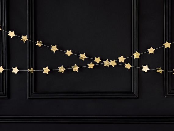 Christmas Star Garland Shimmering Gold Foil Star Celestial Banner Festive Xmas Tree Stair Decor Hanging Wall Nordic Twinkle Star Bunting Il_570xn