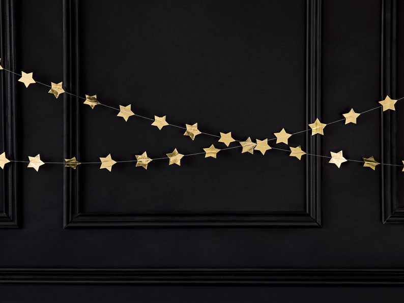 Christmas Star Garland Shimmering Gold Foil Star Celestial - Etsy