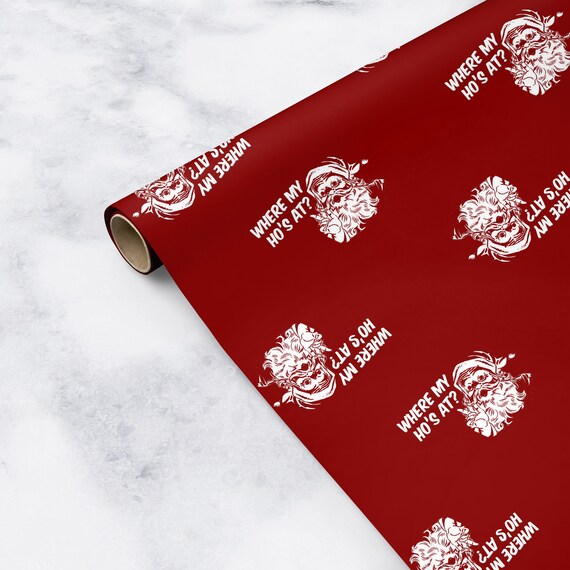 CLEARANCE - Holiday Gift Wrap Imperfect Wrapping Paper Where My Hos At Christmas Gift Wrap Paper Funny Christmas Wrapping Paper Rolls Il_570xn