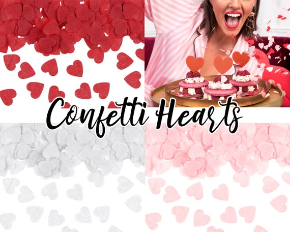 Confettis Cœurs en ROUGE ROSE BLANC Romantique Amour Papier de