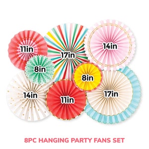 Colorful Paper Fan Set and Banners YAY Pom Pom Bunting Rainbow Fiesta Pinwheels Large Backdrop Kids Birthday Baby Shower Decoration image 4