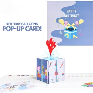 Feliz cumpleaños Tarjeta de regalo Globos Pop Up Card Safari Animales Vida Silvestre Tren Lindo 1º 2º 3º 4º Bebé Niño Pequeño Bday Card