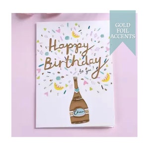 Champagner-Grußkarte Gold 21 30 60 90 alles Gute zum Geburtstag Feier Karte Spaß fröhliche moderne Karte Freund Mitarbeiter Boss Familie