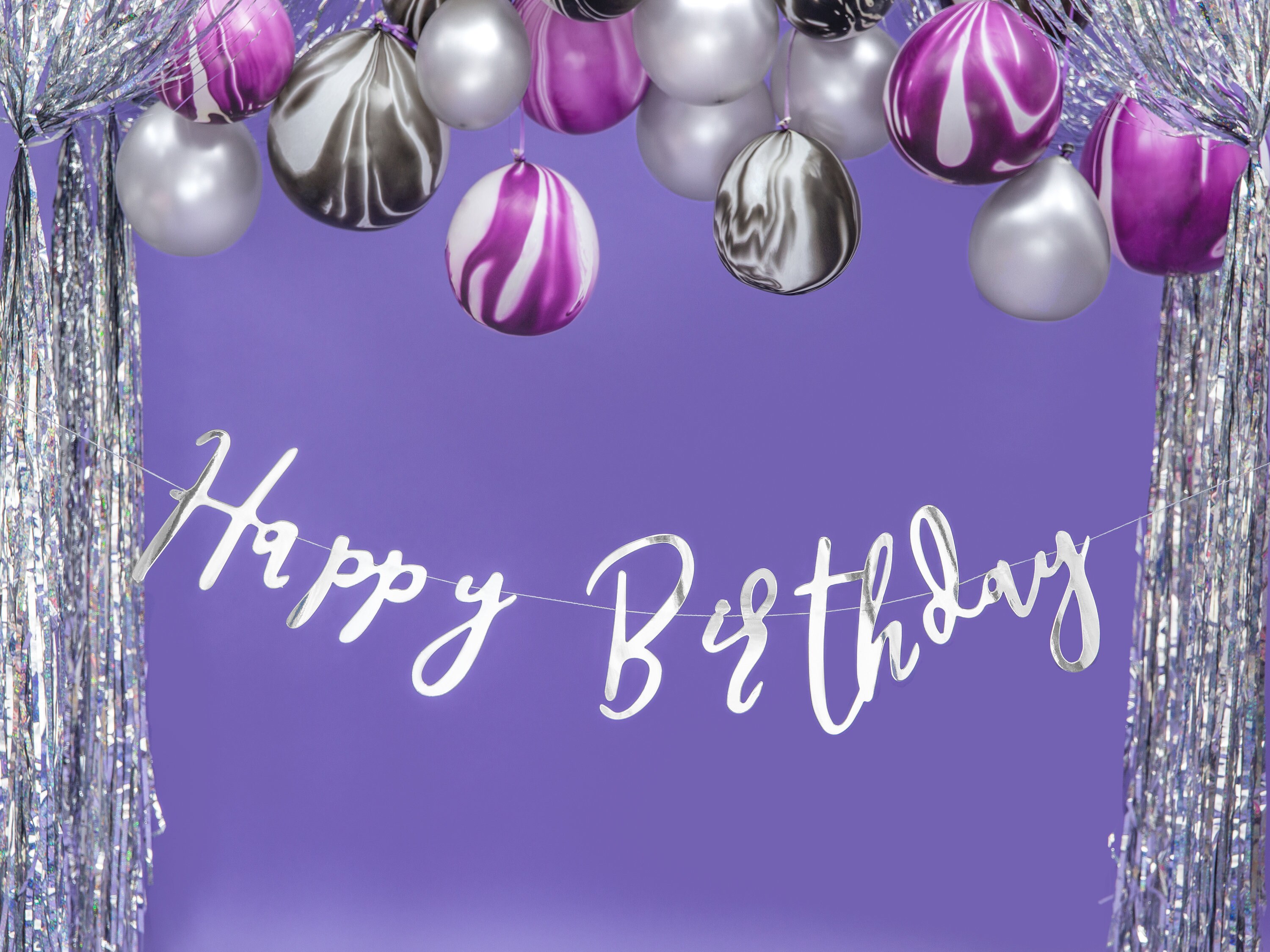 I'M 60 ES Banner, Pre-Strung,Purple Glitter Paper Banner Sign Garlands...