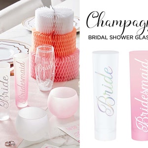CLEARANCE - Imperfect Bridal Party Champagne Glasses Frosted Stemless Fluteless Glassware Bride Bridesmaid Wedding Bridal Shower Drinkware