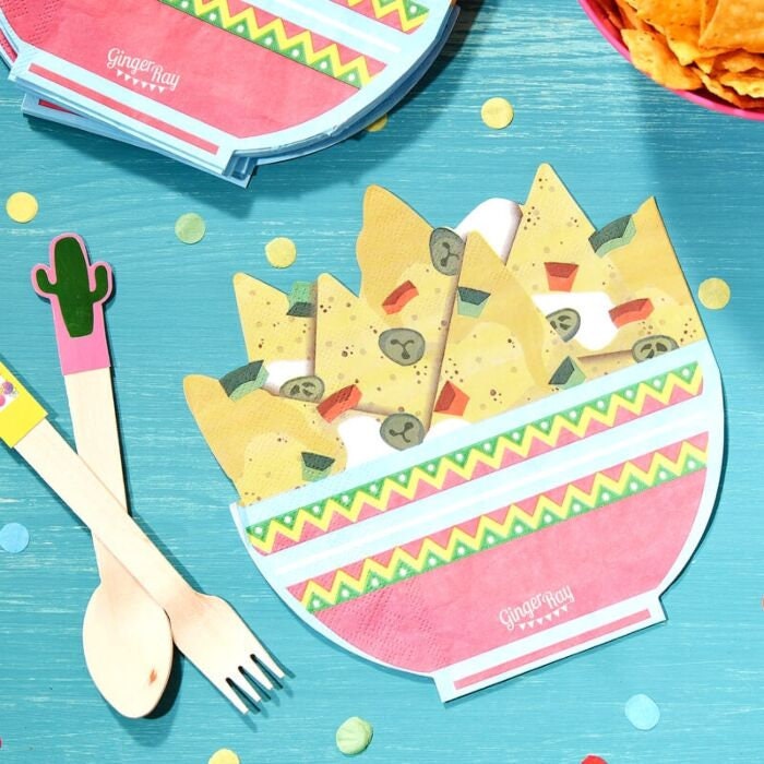 Fiesta Napkins Nacho Bowl Shaped Tissues Cinco de Mayo Decoration Mexican Party Supply Fun Colorful Birthday Hen Night Taco Bar Napkins