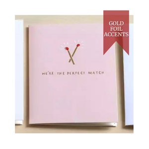 Valentine’s Day Greeting Card PERFECT MATCH Retro Print Cute Romantic Card for Couple Girlfriend Boyfriend Love Pun Celebration Card