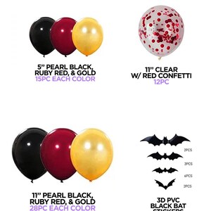 Halloween Arch Black Bats Blood Red Gold Black Confetti Balloon Bundle Horror Sinister Halloween DIY Garland Scary Party Decoration image 10