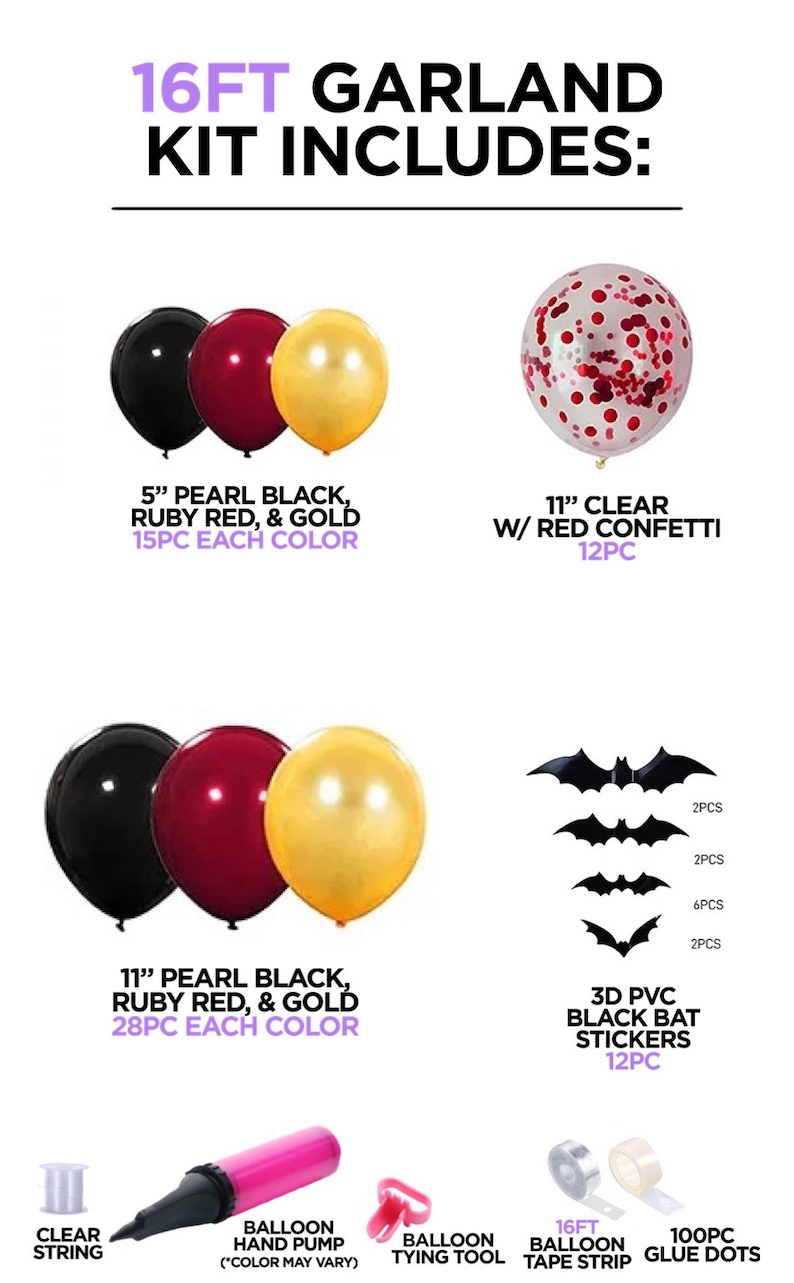 Halloween Arch Black Bats Blood Red Gold Black Confetti Balloon Bundle Horror Sinister Halloween DIY Garland Scary Party Decoration image 10