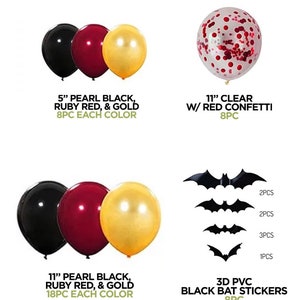 Halloween Arch Black Bats Blood Red Gold Black Confetti Balloon Bundle Horror Sinister Halloween DIY Garland Scary Party Decoration image 5