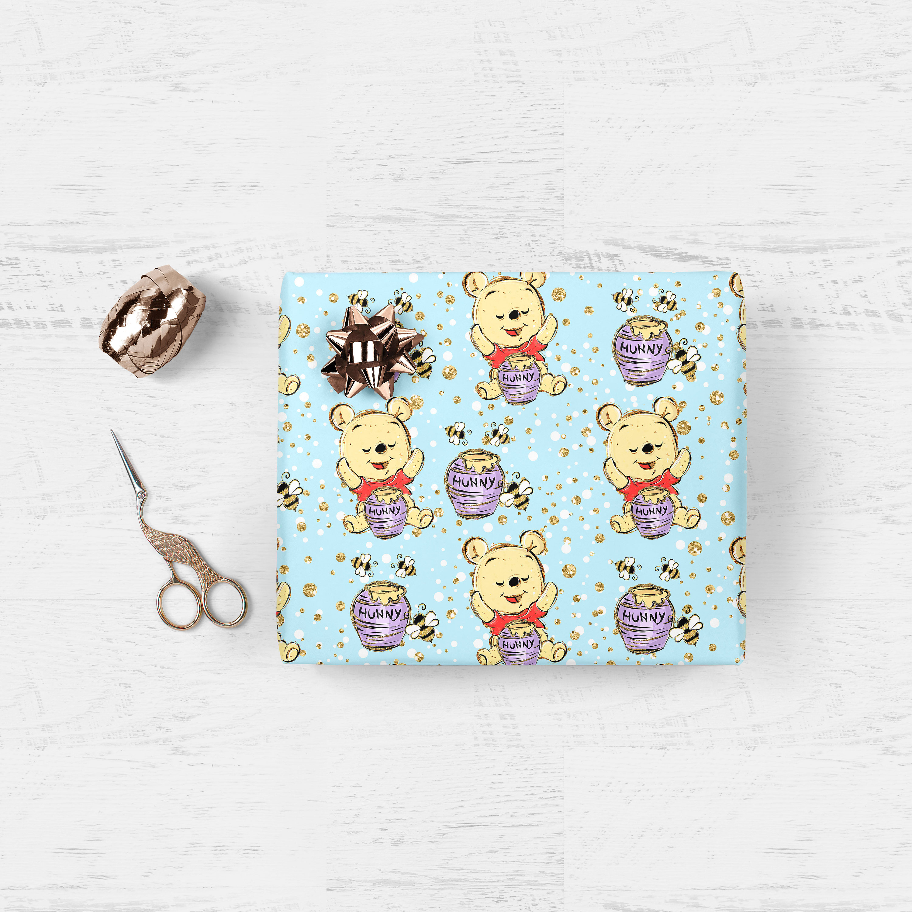 Vintage Winnie The Pooh Wrapping Paper Baby Shower Gift 2 Sheets