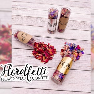 Confeti ecológico con etiqueta personalizada, nombre de fecha, tubo de pétalo de flor Real, boda, despedida de soltera, fiesta de compromiso, confeti