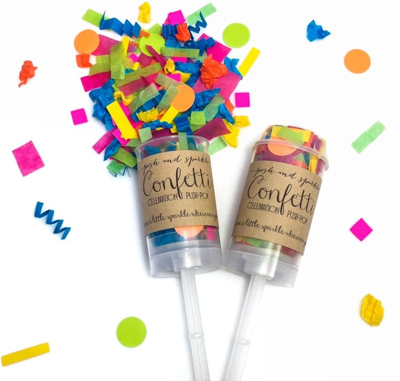 Neon Confetti Poppers Send off Confetti Push Pops Party | Etsy