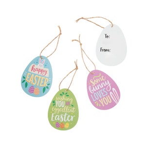 Easter Tags Kawaii Bunny To and From Name Cards with String for Gift Basket Favor Present Labeling Decorative Spring Tags