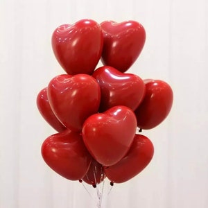 10 Globos De Corazones Rojos Mylar Para Aniversario Fiesta 18 Pulgadas  Metalicos 