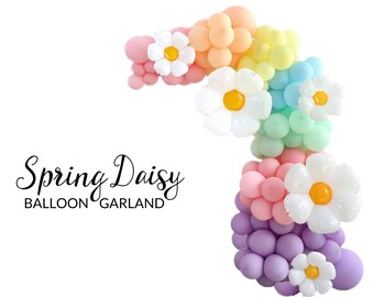 Spring Balloon Arch Multicolor Rainbow Daisy Floral Pastel Boho Party Supply DIY KIT Backdrop Entryway Décor 1 Birthday Graduation Easter