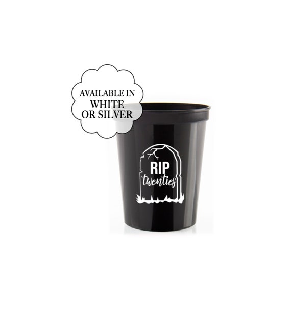 RIP Twenties Black White Cups Set Happy 30th Birthday Plastic Beverage Cup Minimalist Disposable Drinkware Rest in Peace 20s R.I.P. Il_570xn