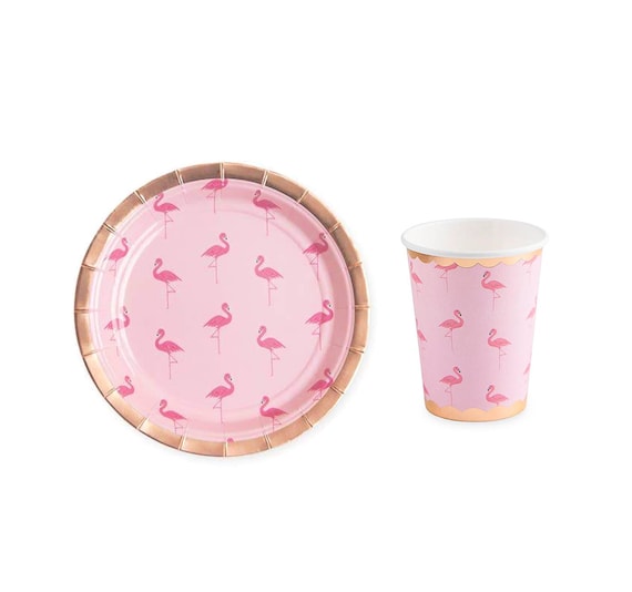 Flamingo Tableware Pink Paper Plates and Cups Flock Flamingle Party Supply Birthday Bachelorette Bridal Shower Tropical Dinnerware Il_570xn