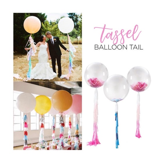 Tassel Balloon Tail Custom Colors Streamer Pink Blue White Long Paper Tissue Fringe Hanging Balloon Decor Bridal Baby Shower Wedding Party Il_570xn