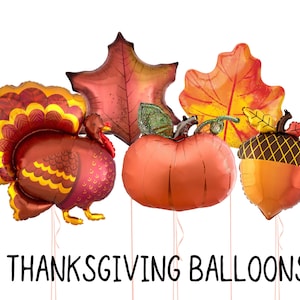 Thanksgiving Foil Balloon Turkey Pumpkin Acorn Maple Leaf Large Rustic Brown Party Decoration Photo Prop Backdrop Centerpiece Harvest Fall