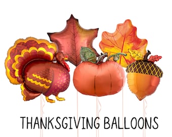 Thanksgiving Foil Balloon Turkey Pumpkin Acorn Maple Leaf Large Rustic Brown Party Decoration Photo Prop Backdrop Centerpiece Harvest Fall