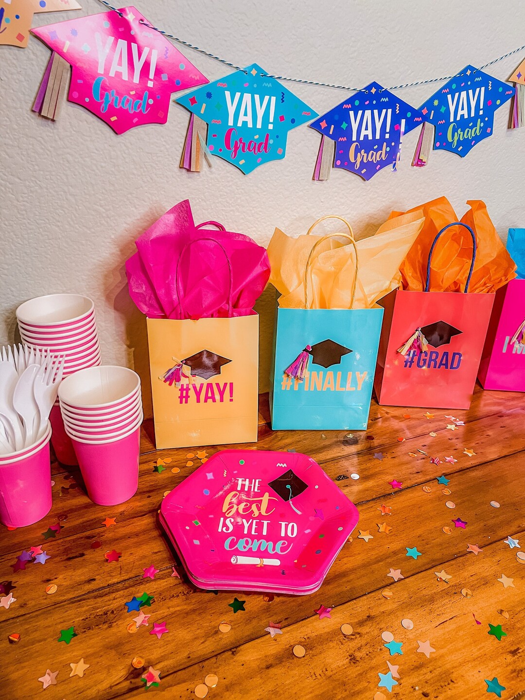 Graduation Plates Best is yet to Come Pink Main Course Appetizer Dessert Paper Plate Prom