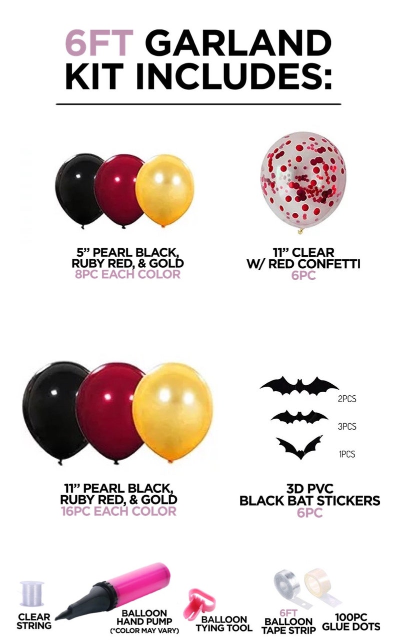 Halloween Arch Black Bats Blood Red Gold Black Confetti Balloon Bundle Horror Sinister Halloween DIY Garland Scary Party Decoration image 4