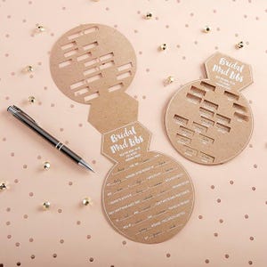 Juego de despedida de soltera en tarjetas rústicas Forma de anillo Ayuda a la novia a escribir sus votos matrimoniales Llena el espacio en blanco Mad Libs nupciales Papelería para despedida de soltera