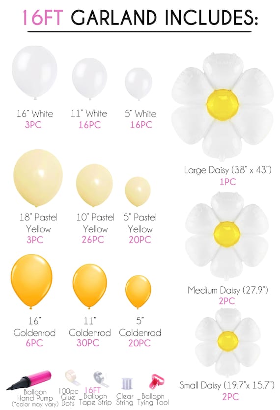 Set of 10, White Daisy Flower-Shaped Mylar Foil Balloons, Assorted Floral  Balloon Party Decorations with Balloon Dots - 10, 19, 27 in 2023