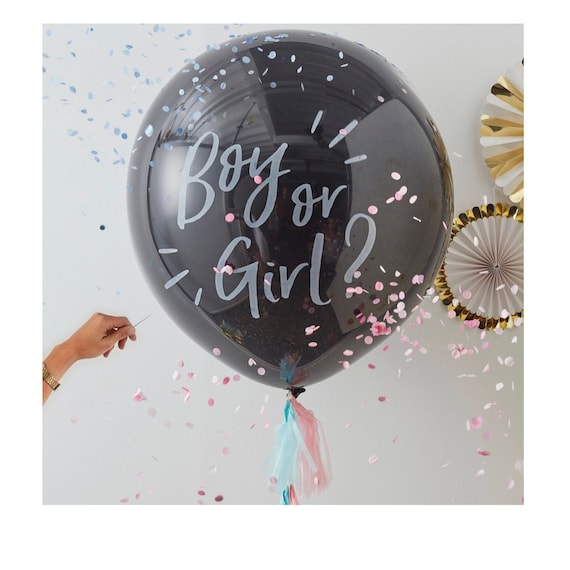 Boy or Girl Gender Reveal Balloon with Confetti, Boy or Girl Balloon, Unique Gender Reveal Ideas, Large Gender Reveal Balloon with Tassel Il_570xn