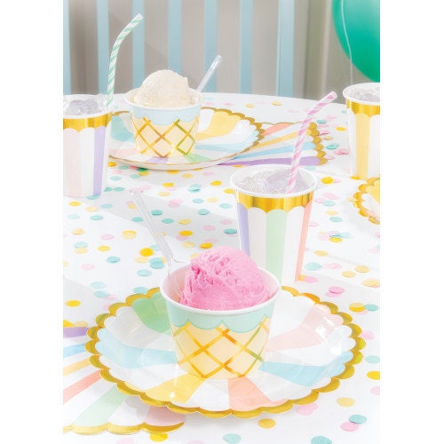 Eiscreme-Party-Set Für 20 Personen – Inkl. Teller, Becher, Servietten, Deko & Mehr