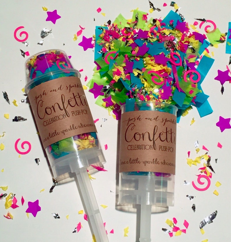 Unicorn Poop Confetti Celebration Push Pop, Rainbow Confetti Party Poppers Birthday Confetti Push Pop, Rainbow Party Push Pop Confetti image 4