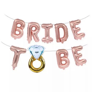 Bride To Be Balloon Banner with Diamond Ring Rose Gold Silver Foil Posh Decoration Bridal Shower Bachelorette Balloon Party Supply Garland image 5